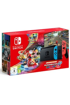Pack Console Switch Néon Rouge et Bleu + Code de téléchargement Jeu Mario Kart 8 Deluxe Très bon état Nintendo reconditionné disponible sur Darty