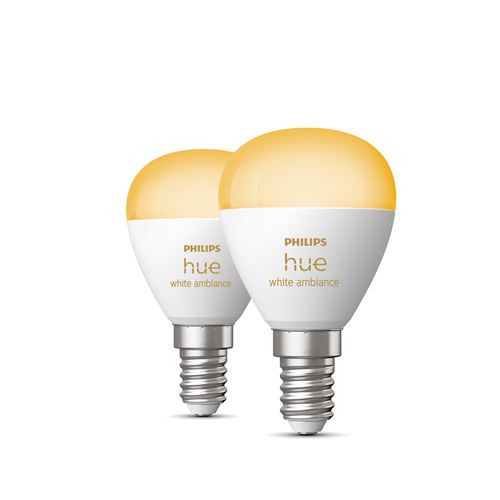 Pack de 2 ampoules connectées Sphérique Philips Hue White Ambiance P45 E14 5,1 W Blanc État correct - 42,99 € Pack de 2 ampoules connectées Sphérique Philips Hue White Ambiance P45 E14 5,1 W Blanc État correct Philips Hue reconditionné disponible sur Fnac