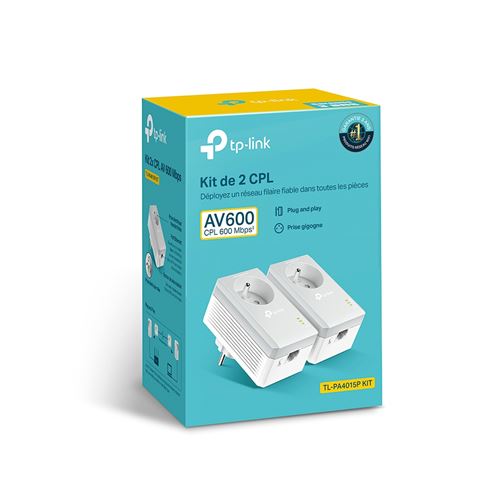 Pack de 2 Mini Adaptateurs CPL TP-LINK TL-PA4015P KIT 600MBPS avec prise intégrée État correct TP-Link reconditionné disponible sur Fnac