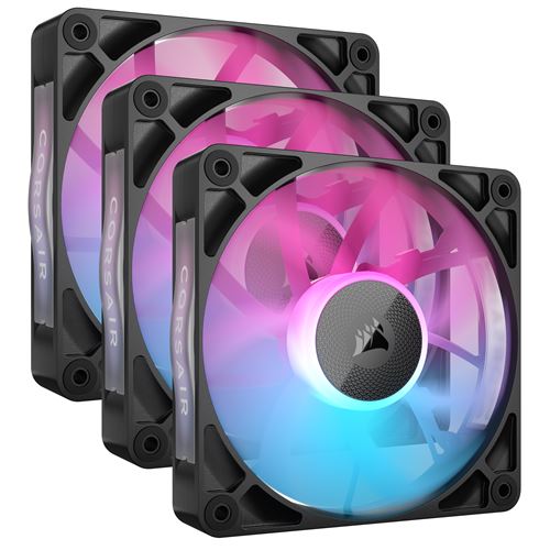 Pack de 3 ventilateurs PC Corsair iCUE LINK RX120 RGB 120 mm noir État correct Corsair reconditionné disponible sur Fnac