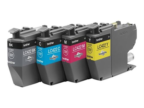 Pack de 4 Cartouches d'encre Brother LC422 Noir Jaune Cyan Magenta État correct Brother reconditionné disponible sur Fnac