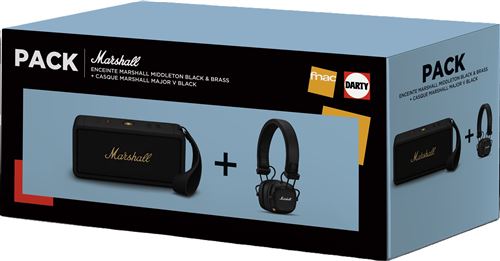 Pack Enceinte sans fil Marshall Bluetooth Middleton Black & Bras + Casque sans fil Major Noir État correct Marshall reconditionné disponible sur Fnac