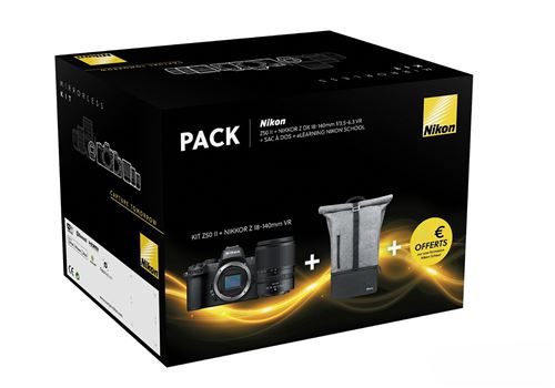 Pack Exclusif Fnac Appareil photo hybride Nikon Z50 II Noir + Nikkor Z DX 18-140 mm f/3.5-6.3 VR + sac à dos + 2H cours à distance Nikon School État correct Nikon reconditionné disponible sur Fnac