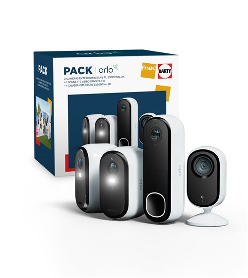 Pack Fnac 2 Caméras de surveillance Arlo Essential extérieure Blanc + 1 Caméra de surveillance Essential intérieure Blanc + 1 Sonnette vidéo sans fil HD Blanc État correct Arlo reconditionné disponible sur Fnac | Dero