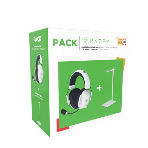 Pack Fnac Casque gaming sans fil Razer BlackShark V2 HyperSpeed Blanc + Support casque alliage en aluminium État correct Razer reconditionné disponible sur Fnac