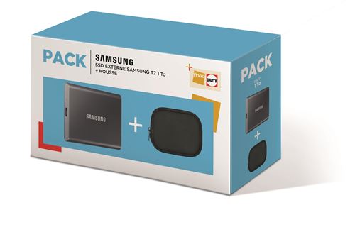 Pack Fnac Disque SSD Externe Samsung T7 1 To Gris + Housse État correct Samsung reconditionné disponible sur Fnac