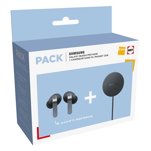 Pack Fnac Ecouteurs intra-auriculaires sans fil True Wireless Samsung Buds4 Pro avec réduction de bruit active Noir + Pad à induction magnétique 25 W État correct - 115,99 € Pack Fnac Ecouteurs intra-auriculaires sans fil True Wireless Samsung Buds4 Pro avec réduction de bruit active Noir + Pad à induction magnétique 25 W État correct Samsung reconditionné disponible sur Fnac | Dero