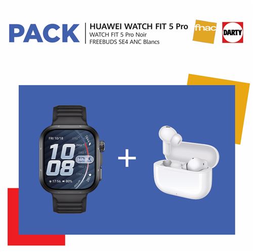 Pack Fnac Montre connectée Huawei Watch Fit 5 Pro Bluetooth Noir + FreeBuds SE 4 ANC État correct - 269,99 € Pack Fnac Montre connectée Huawei Watch Fit 5 Pro Bluetooth Noir + FreeBuds SE 4 ANC État correct reconditionné disponible sur Fnac