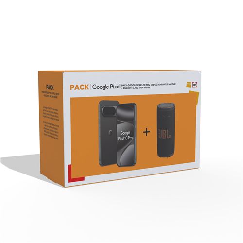 Pack Fnac Smartphone Google Pixel 10 Pro 6,3" 5G Double SIM 128 Go Noir Volcanique + Enceinte JBL Grip Noir État correct Google reconditionné disponible sur Fnac