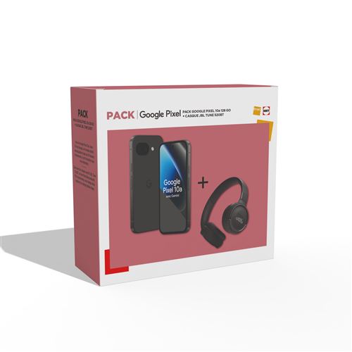 Pack Fnac Smartphone Google Pixel 10a 6,3"" 5G Double SIM 128 Go Noir volcanique + Casque JBL Tune 520BT Noir État correct Google reconditionné disponible sur Fnac