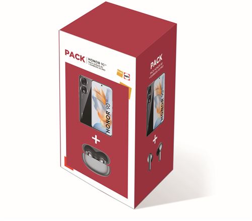 Pack Fnac Smartphone Honor 90 6,7" 5G Double nano SIM 512 Go Noir minuit + Earbuds X5 Pro Gris État correct Honor reconditionné disponible sur Fnac