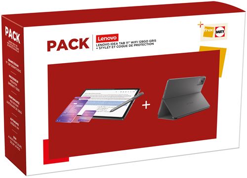 Pack Fnac Tablette Tactile Lenovo Idea Tab 11" Wi-Fi 128 Go Gris anthracite + Stylet + Coque de protection État correct Lenovo reconditionné disponible sur Fnac