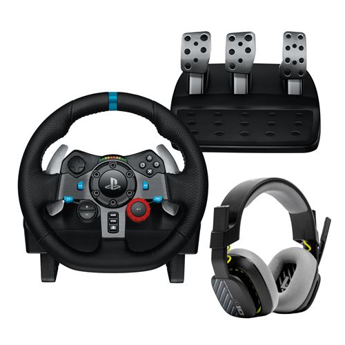 Pack gaming Logitech Volant de course et pédalier G29 Driving Force pour PS5/PS4/PC/Mac Noir + Casque Astro A10 Gen 2 Noir État correct Logitech reconditionné disponible sur Fnac