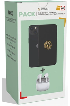 Pack iPhone 13 6,1" 5G Double SIM 128 Go Noir Reconditionné Grade A + Ecouteurs sans fil blancs Neufs État correct N/A reconditionné disponible sur Darty