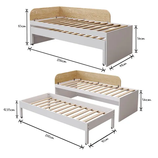 Pack lit gigogne avec tiroir et matelas bois massif blanc 90x200 cm Bon état reconditionné disponible sur Rakuten