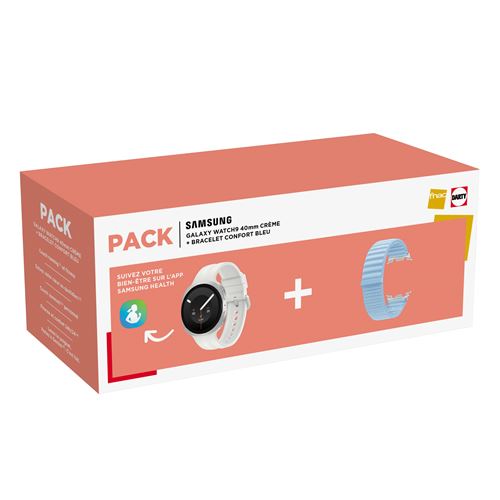 Pack Montre connectée Samsung Galaxy Watch 9 40 mm Crème + Bracelet Bleu État correct Samsung reconditionné disponible sur Fnac