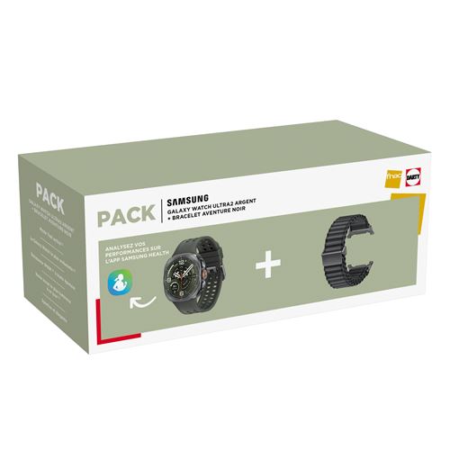 Pack Montre connectée Samsung Galaxy Watch Ultra 2 Argent Titane + Bracelet Noir État correct Samsung reconditionné disponible sur Fnac