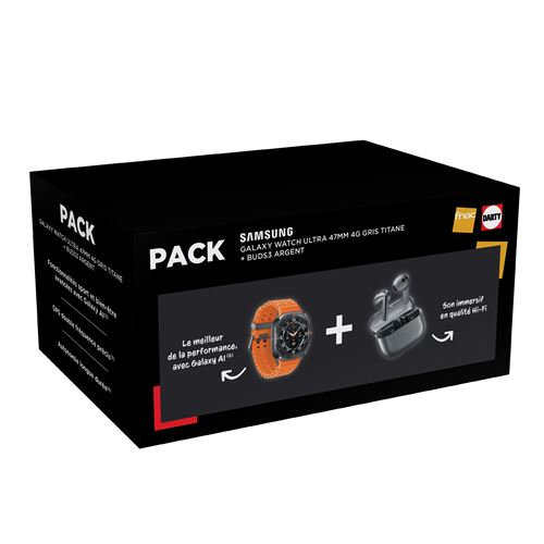 Pack Montre connectée Samsung Galaxy Watch Ultra 47 mm 4G Gris Titane + Galaxy Buds3 Argent État correct Samsung reconditionné disponible sur Fnac | Dero