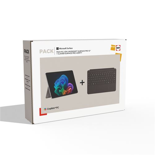 Pack PC Hybride 2 en 1 Microsoft Surface Pro 12'' Ecran Tactile Copilot+PC Snapdragon® X Plus 16 Go RAM 256 Go SSD Platine + Clavier Surface Pro Azerty État correct Microsoft reconditionné disponible sur Fnac