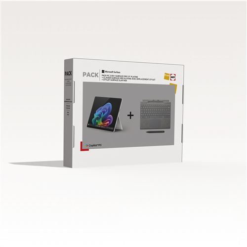 Pack PC Hybride 2 en 1 Microsoft Surface Pro 12e édition 13" Ecran tactile Copilot+PC Snapdragon X2 Plus 16 Go RAM 512 Go SSD Platine + Clavier Surface Pro Platine avec emplacement stylet + Stylet Surface Slim Pen État correct Microsoft reconditionné disponible sur Fnac