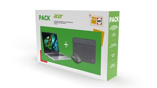 Pack PC Portable Acer Aspire 3 15 A315-510P 15.6" Intel Core i3 8 Go RAM 256 Go SSD Gris + Housse pour ordinateur portable 15.6'' + Souris sans fil État correct Acer reconditionné disponible sur Fnac
