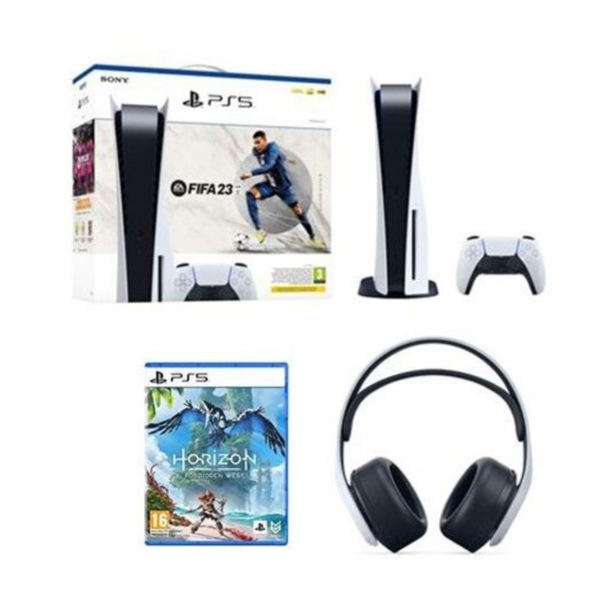 Pack PS5 & Fifa 23, Horizon Forbidden West, Casque Sony Pulse 3D - Console de jeux Playstation 5 (Standard) - Très bon état Très bon état reconditionné disponible sur Pixmania