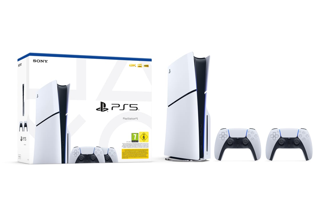 Pack PS5 Slim & 2e Manette Dualsense Blanche - Console de jeux PlayStation 5 Slim 1 To (Standard) - Bon état Bon état Sony reconditionné disponible sur Pixmania