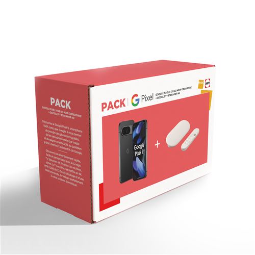 Pack Smartphone Google Pixel 9 6,3" 5G Double SIM 128 Go Noir Obsidienne + Streamer 4K Blanc État correct Google reconditionné disponible sur Fnac