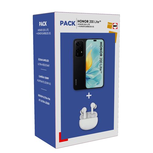 Pack Smartphone Honor 200 Lite 6,7" 5G Double nano SIM 256 Go Noir minuit + Earbuds X5 FNAC État correct - 320,99 € Pack Smartphone Honor 200 Lite 6,7" 5G Double nano SIM 256 Go Noir minuit + Earbuds X5 FNAC État correct Honor reconditionné disponible sur Fnac