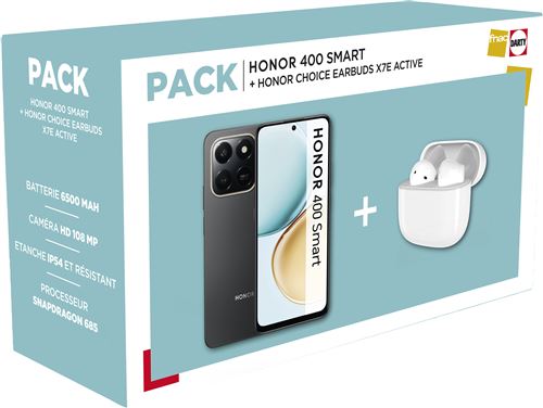 Pack Smartphone Honor 400 Smart 6,77" Double nano SIM 128 Go Velvet Black + Earbuds Honor Choice X7E Active État correct - 141,99 € Pack Smartphone Honor 400 Smart 6,77" Double nano SIM 128 Go Velvet Black + Earbuds Honor Choice X7E Active État correct reconditionné disponible sur Fnac