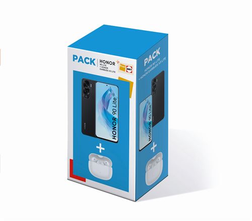 Pack Smartphone Honor 90 Lite 6,74" 5G Double nano SIM 256 Go Noir Midnight Black + Ecouteurs sans fil Bluetooth Honor Earbuds X3 Lite Blanc État correct reconditionné disponible sur Fnac