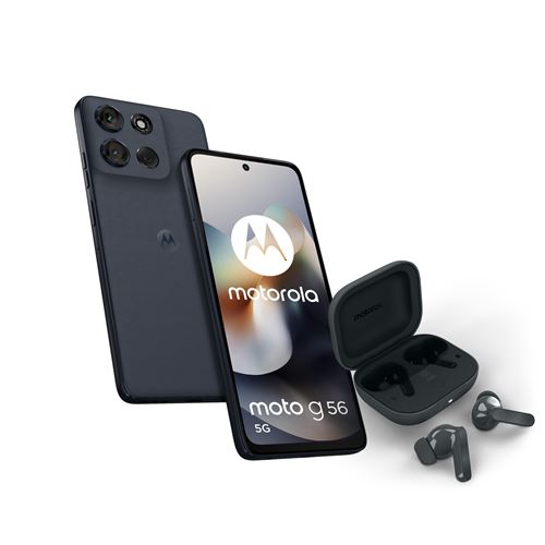 Pack Smartphone Motorola G56 6,72" Double SIM 256 Go Black Oyster + Ecouteurs Motorola Buds Bass Dark shadow État correct Motorola reconditionné disponible sur Fnac