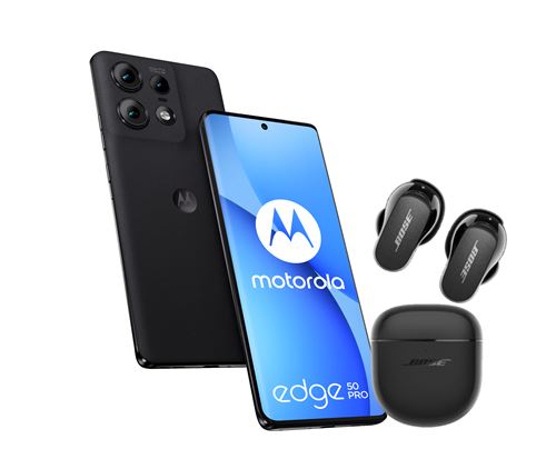 Pack Smartphone Motorola Moto Edge 50 Pro 6,7"" 5G Double nano SIM 512 Go Noir + Earbuds Bose QuietComfort II Noir État correct Motorola reconditionné disponible sur Fnac