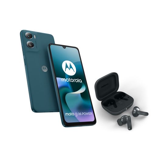 Pack Smartphone Motorola Moto G06 Power 6.88" Double nano SIM 256 Go Bleu + Ecouteurs Motorola Buds Bass Dark shadow État correct Motorola reconditionné disponible sur Fnac