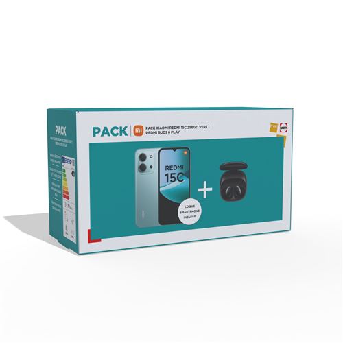 Pack Smartphone Xiaomi Redmi 15C 6,9" 4G Double nano SIM 256 Go Vert + Ecouteurs sans fil Xiaomi Redmi Buds 6 Play Noir État correct - 146,99 € Pack Smartphone Xiaomi Redmi 15C 6,9" 4G Double nano SIM 256 Go Vert + Ecouteurs sans fil Xiaomi Redmi Buds 6 Play Noir État correct Xiaomi reconditionné disponible sur Fnac