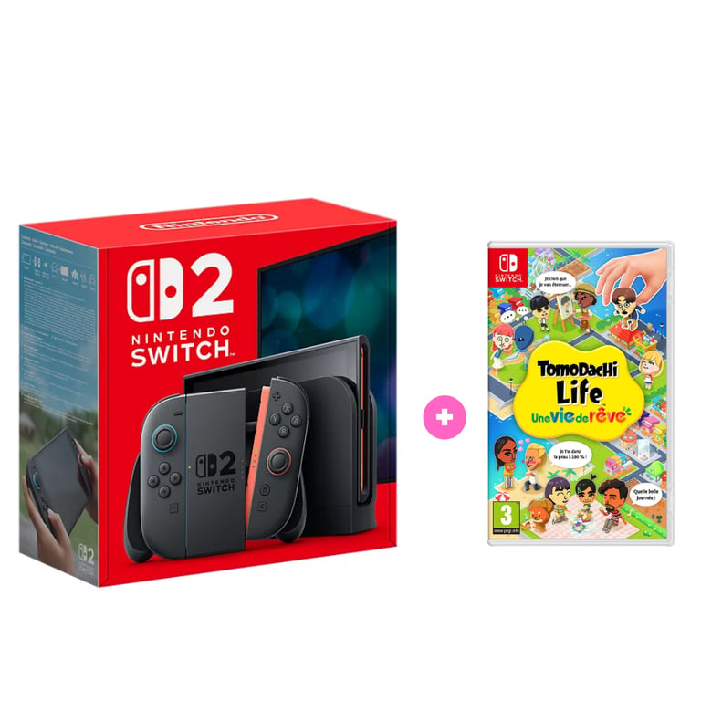 Pack Switch 2 & Tomodachi Life - Console de jeu portable (7,9 ) 256Go, Noir - Excellent état Parfait état Nintendo reconditionné disponible sur Pixmania