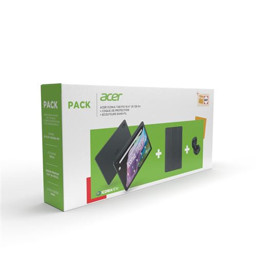 Pack Tablette tactile Acer Iconia Tab P10-11-K7UJ 10.4" 128 Go eMMC Wifi Noir + Ecouteurs sans fil Go True Bluetooth + Coque de protection État correct Acer reconditionné disponible sur Fnac