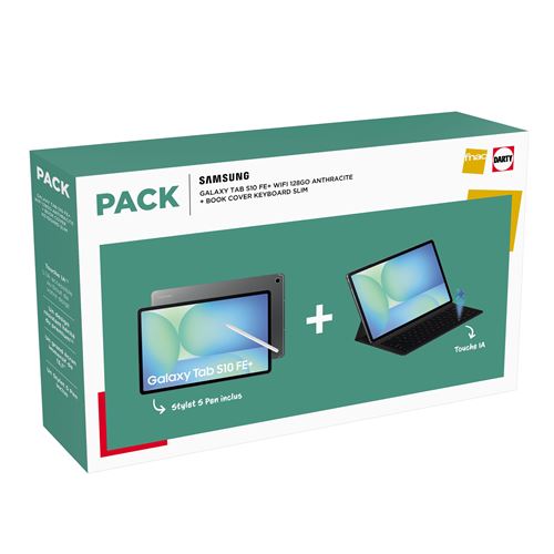 Pack Tablette Tactile Samsung Galaxy Tab S10 FE+ 13,1" Wi-Fi 128 Go Anthracite + BookCover Keyboard Slim État correct Samsung reconditionné disponible sur Fnac