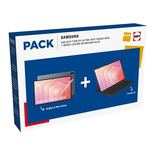 Pack Tablette tactile Samsung Galaxy Tab S11 Ultra 14,6" Wifi 256 Go Gris + Book Cover KeyBoard + Slim S Pen État correct - 1259,99 € Pack Tablette tactile Samsung Galaxy Tab S11 Ultra 14,6" Wifi 256 Go Gris + Book Cover KeyBoard + Slim S Pen État correct Samsung reconditionné disponible sur Fnac