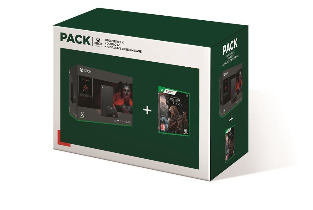 Pack Xbox Series X 1 To, Noir avec Diablo IV et Assassin's Creed Mirage - Très bon état Très bon état Microsoft reconditionné disponible sur Pixmania