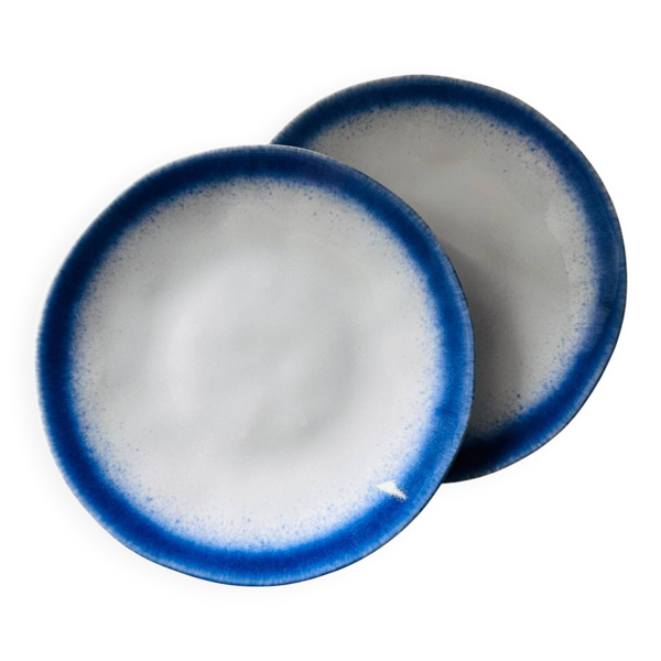 Paire d’assiettes bleu dégradé bleu Bon état reconditionné disponible sur Selency