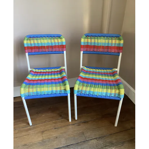 Paire de chaises scoubidou enfants IKEA vintage Bon état reconditionné disponible sur Rakuten
