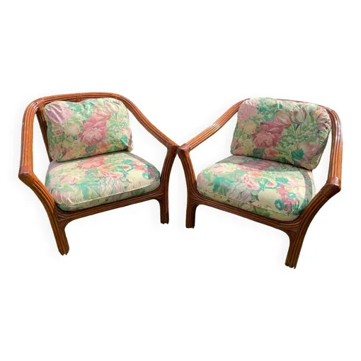 Paire de de fauteuils en rotin Maugrion multicolore Bon état reconditionné disponible sur Rakuten
