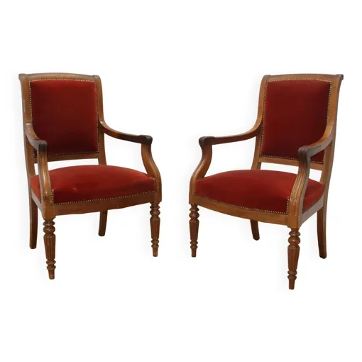 Paire de fauteuils style Empire rouge Bon état reconditionné disponible sur Rakuten