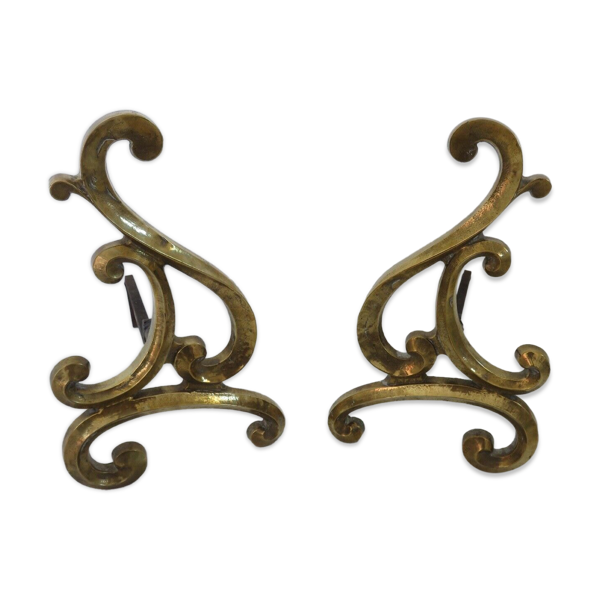 Paire de grands chenets art nouveau en bronze Bon état reconditionné (offre indisponible)