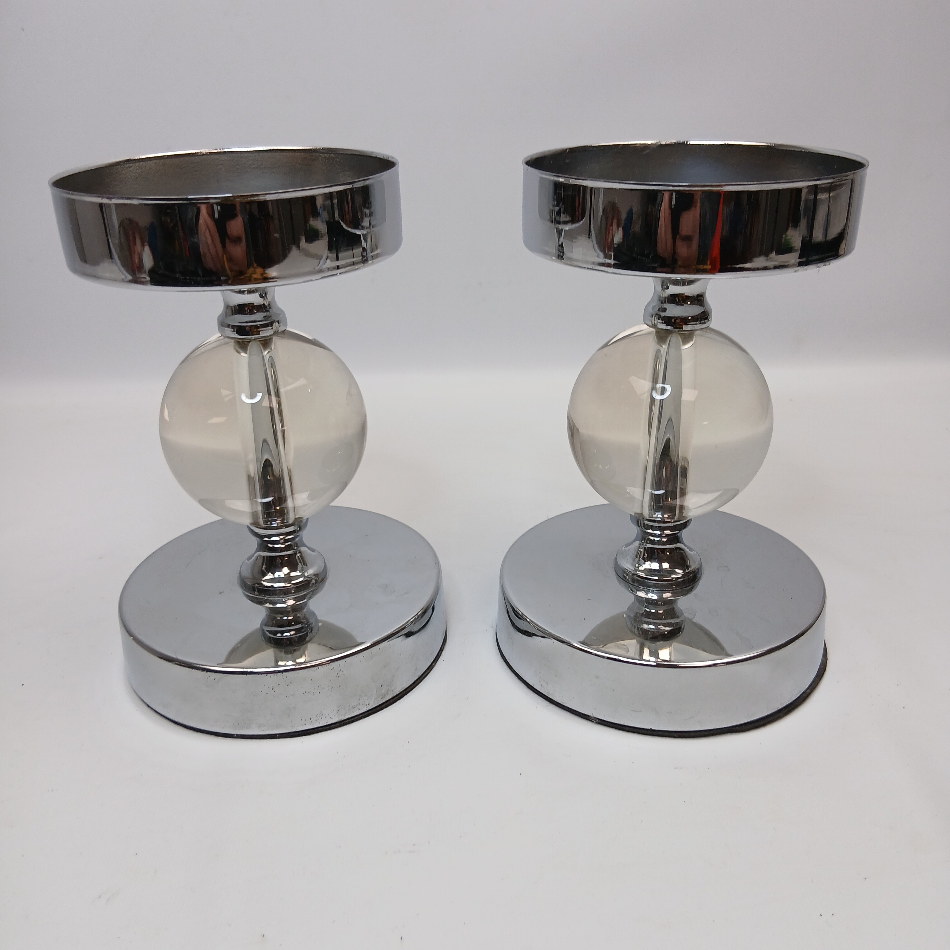 Voir photo 6 de Paire de porte bougies métal et verre Paire de porte bougies métal et verre Bon état reconditionné photo 6