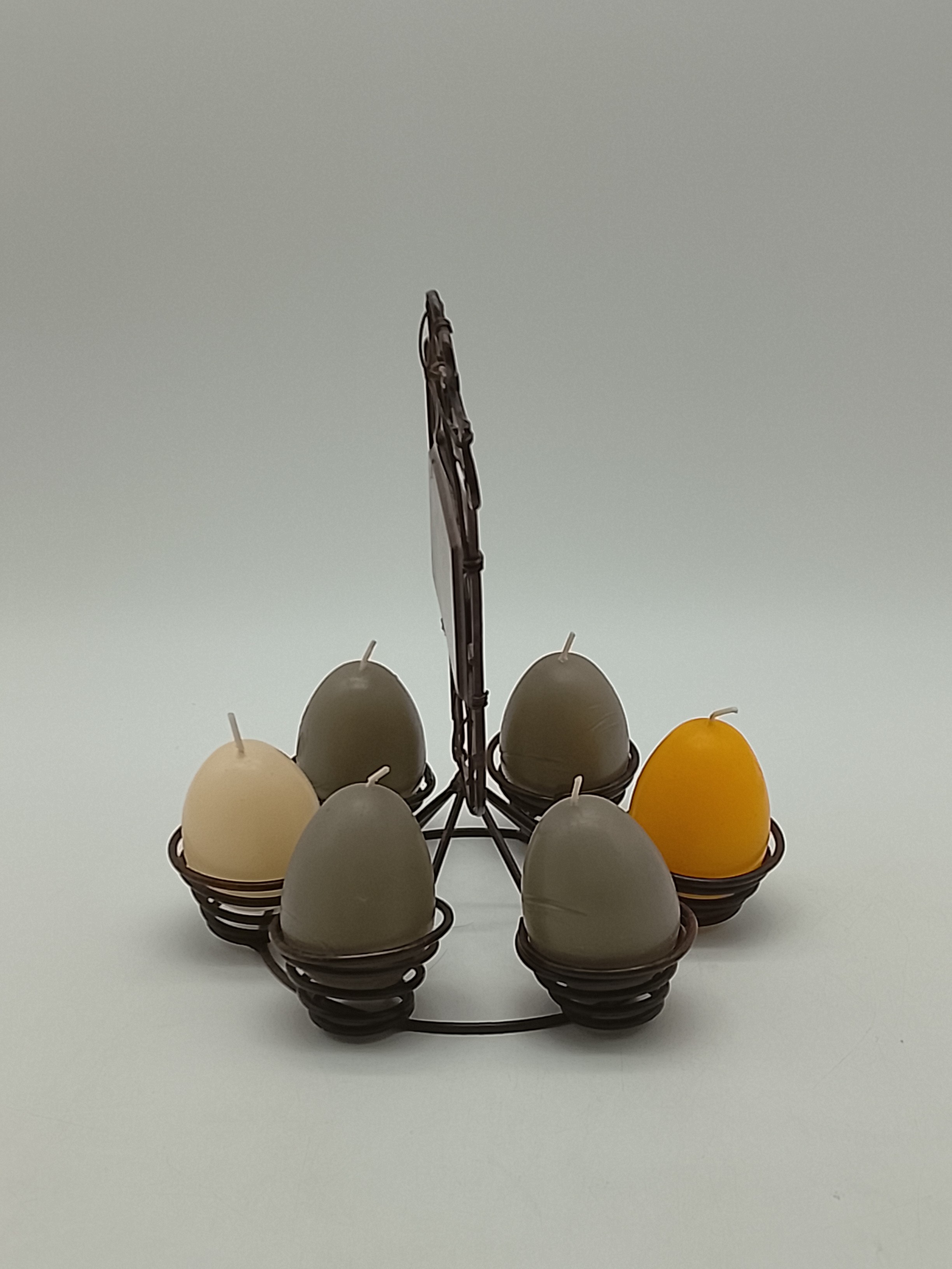 Voir photo 3 de Panier "Poule" en fer forgé avec 6 bougies œufs Panier "Poule" en fer forgé avec 6 bougies œufs Très bon état reconditionné photo 3