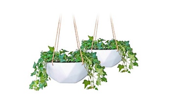 Panier suspendu - Laren Ø 28 cm - polystone avec cordes naturelles - lot de 2 - blanc Bon état reconditionné disponible sur Darty