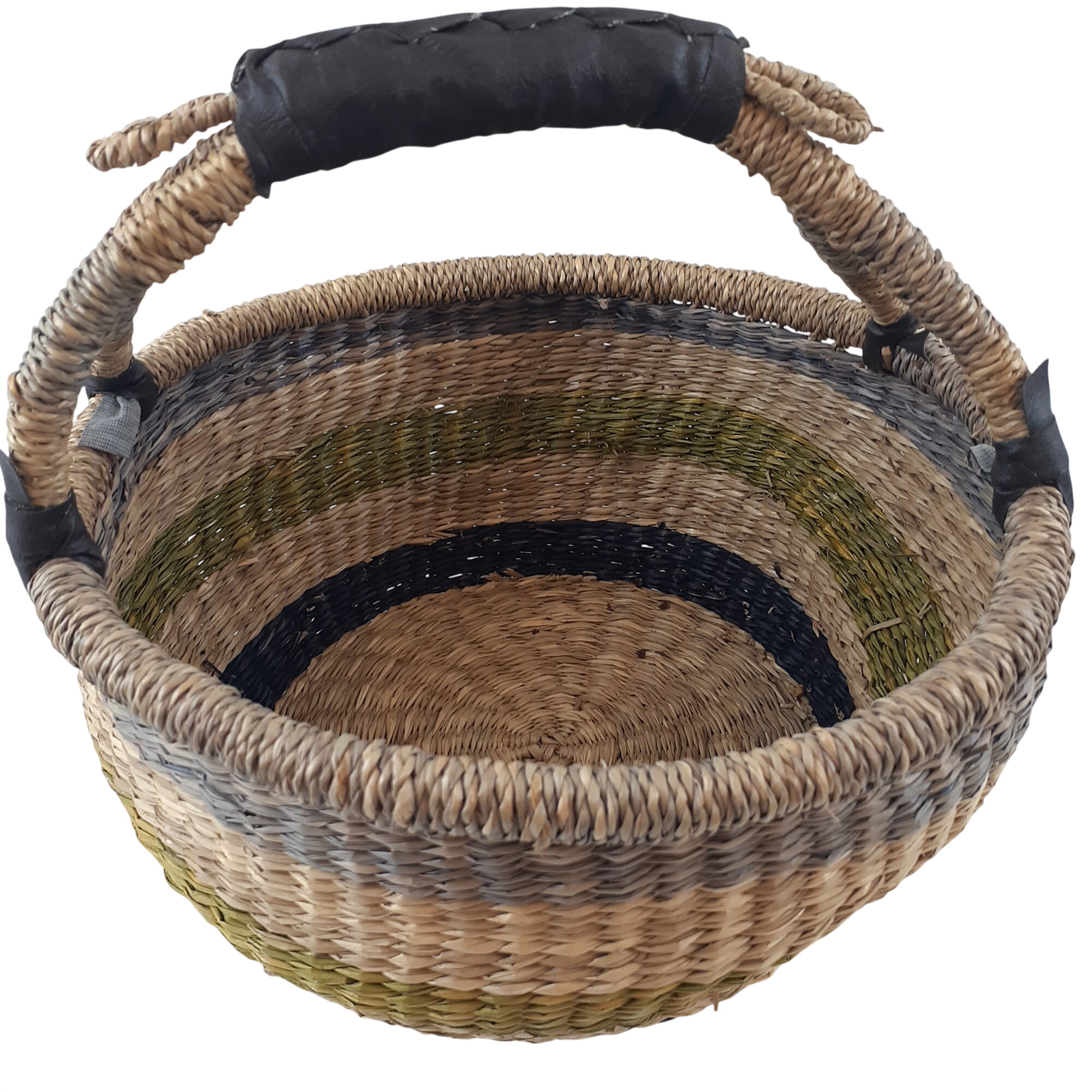 Acheter Panière en osier et cuir - 22,00 € Panière en osier et cuir reconditionné disponible sur Label Emmaüs
