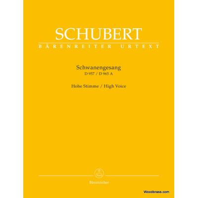 Partitions classique BARENREITER SCHUBERT F. - SCHWANENGESANG D 957 / DIE TAUBENPOST D 965 A - HIGH VOICE Soprano, piano État correct reconditionné disponible sur Fnac